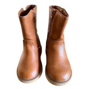Cat & Jack Toddler Girls Brown Faux Leather Mid Calf Boots Size 6